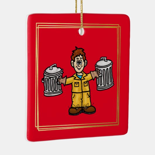 Man met twee blikken kerstversiering keramisch ornament (Rechts)