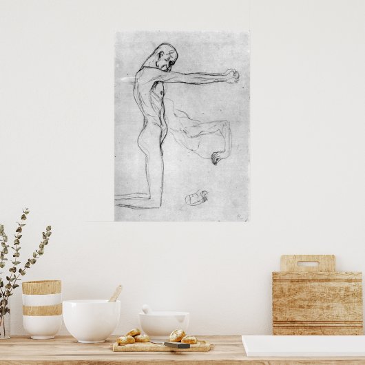 Man met uitgestrekte armen van Gustav Klimt Poster (Keuken)