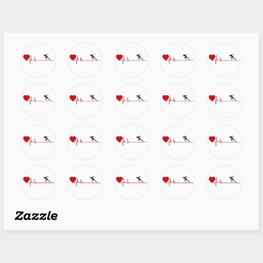 Man met uitvoerhartritmeticker ronde sticker (Vel)