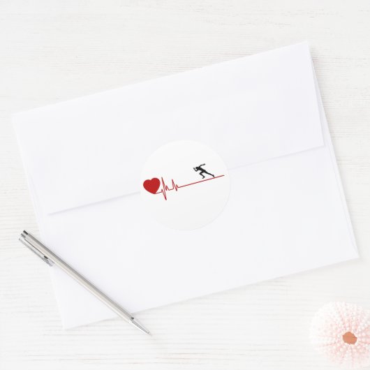 Man met uitvoerhartritmeticker ronde sticker (Envelop)