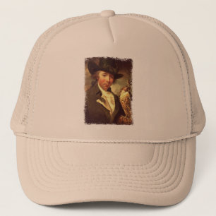 Man met valk trucker pet