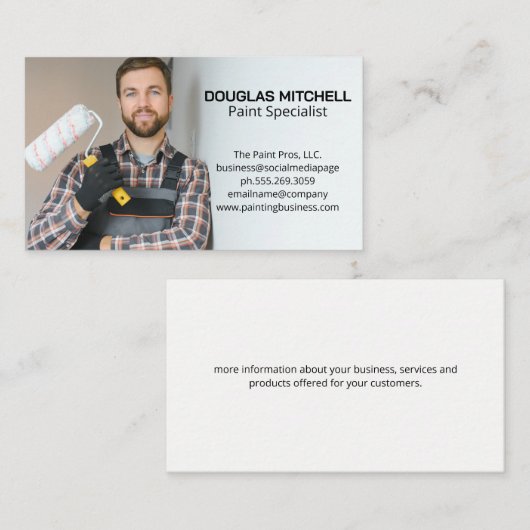 Man met verfrol visitekaartje (Voorkant / Achterkant)