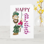 Man met visstaaf Gelukkig Jubileum Kaart (Gele Bloem)