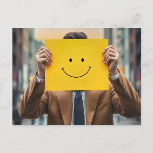 Man met vrolijke gezichtstekening briefkaart (Voorkant)