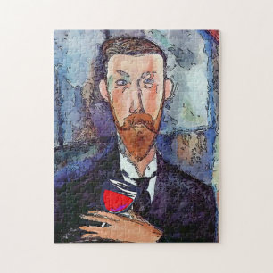 Man met wijn Jigzaag Puzzle Legpuzzel