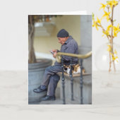 Man met zijn kat - Het lezen van de krant Kaart (Gele Bloem)