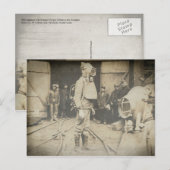 Man met zuurstofhelm in een kolenmijn briefkaart (Voorkant / Achterkant)