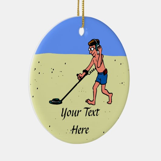 Man metaaldetecteren strand keramisch ornament (Rechts)