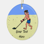 Man metaaldetecteren strand keramisch ornament (Links)