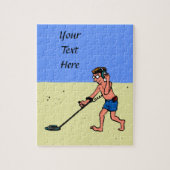 Man metaaldetecteren strand legpuzzel (Verticaal)