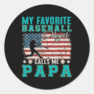 Man Mijn favoriete honkbalspeler noemt me papa Ronde Sticker