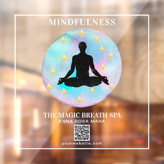 ** Man Mindfulness Reiki Yoga Meditation Window Cl Raamsticker (Vel 2)