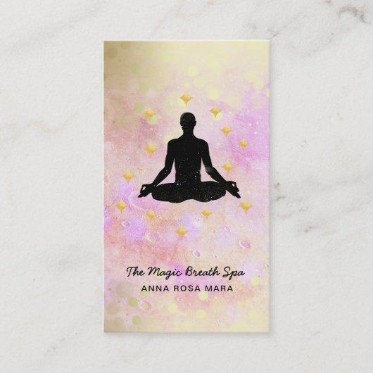 ** Man. Mindfulness Yoga Glitter Gold Meditatie Visitekaartje (Voorkant)