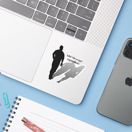 Man Missing Woman Silhouette Sticker (Laptop met iPhone)