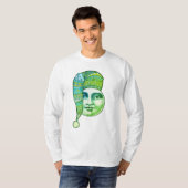 man Moon Full Face Blauw Groen Winter pet T-shirt (Voorkant volledig)