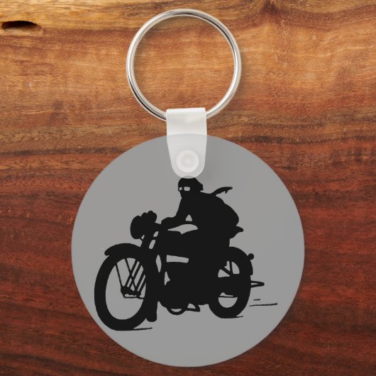 Man motorfiets Silhouette Classic Sleutelhanger (Voorkant)