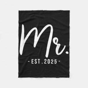 Man Mr. Est 2025 Getrouwd Bruidsfeest B Fleece Deken