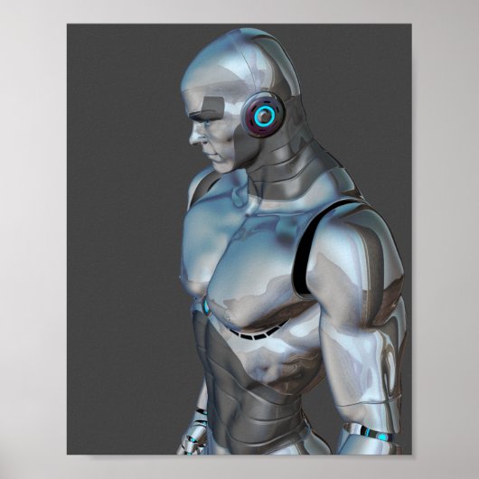 man musculair robot cyborg android poster (Voorkant)