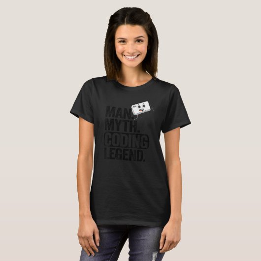 Man Myth Codering Legend Coder Pap Geek Computer P T-shirt (Voorkant volledig)
