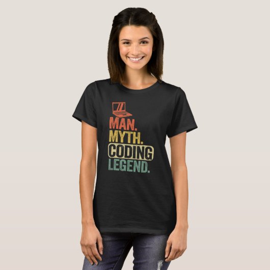 Man Myth Codering Legend Coder Pap Geek Computer P T-shirt (Voorkant volledig)