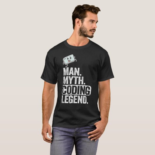 Man Myth Codering Legend Coder Pap Geek Computer P T-shirt (Voorkant volledig)