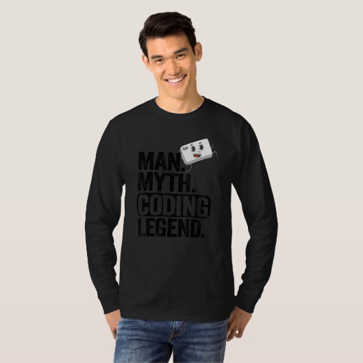 Man Myth Codering Legend Coder Pap Geek Computer P T-shirt (Voorkant volledig)