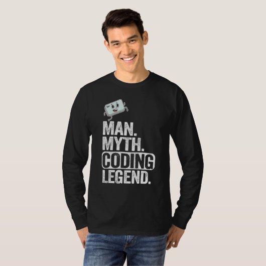 Man Myth Codering Legend Coder Pap Geek Computer P T-shirt (Voorkant volledig)