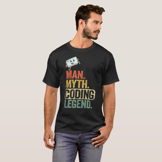 Man Myth Codering Legend Coder Pap Geek Computer P T-shirt (Voorkant volledig)
