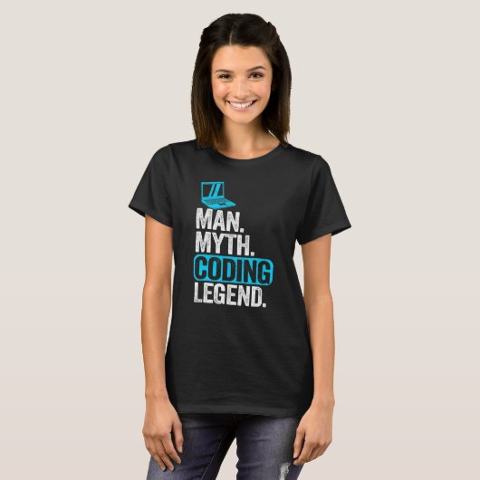 Man Myth Codering Legend Coder Pap Geek Computer P T-shirt (Voorkant volledig)