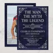 Man Myth Legend Blue Surprise 70th Birthday Foto Kaart (Voorkant / Achterkant)