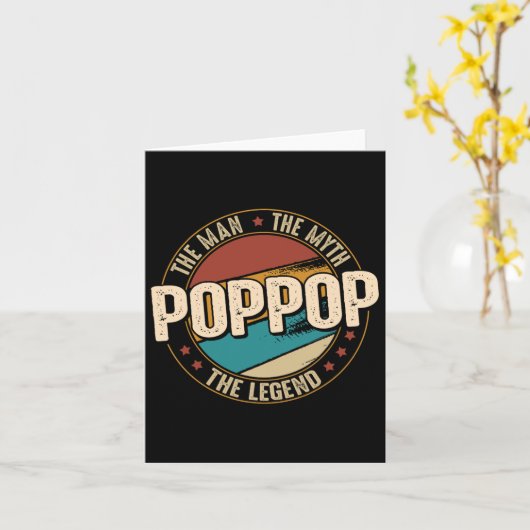 Man Myth Legend Funny Fathers Day Poppop Kaart (Gele Bloem)