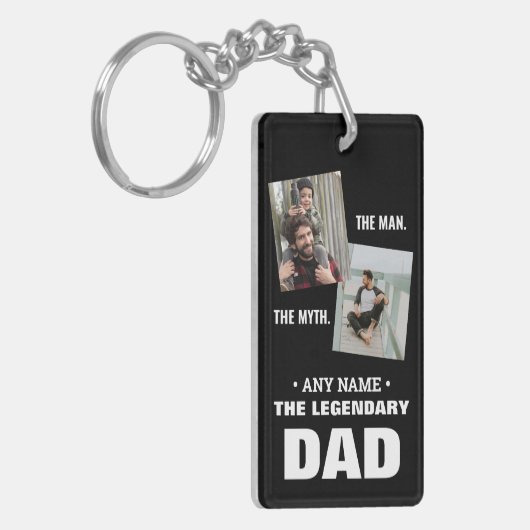 Man Myth Legend Papa Gepersonaliseerd Vaderdag Sleutelhanger (Voorkant Links)