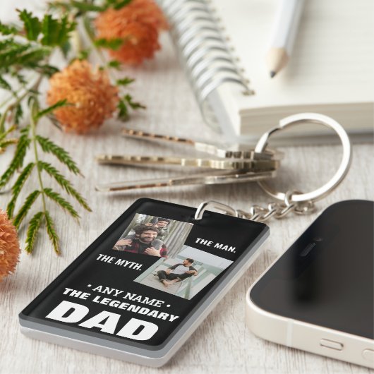 Man Myth Legend Papa Gepersonaliseerd Vaderdag Sleutelhanger (Voorkant Rechts)