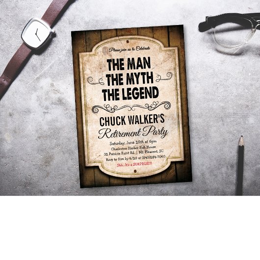 Man Myth Legende Retirement Uitnodiging