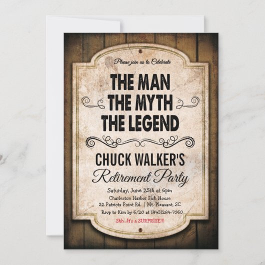 Man Myth Legende Retirement Uitnodiging (Voorkant)