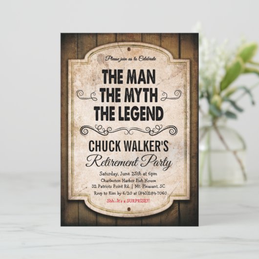 Man Myth Legende Retirement Uitnodiging (Staand voorkant)