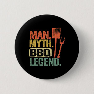 Man Mythe Bbq Legende Barbecue Grillende Papa Gril Ronde Button 5,7 Cm