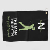Man Mythe Golf Legende Aangepaste Naam Initialen G Golfhanddoek (Horizontaal)