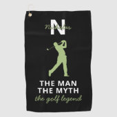 Man Mythe Golf Legende Aangepaste Naam Initialen G Golfhanddoek (Voorkant)