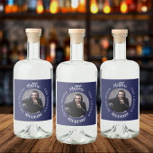 Man mythe legende foto blauw wit verjaardagsfeestj likeurfles etiket