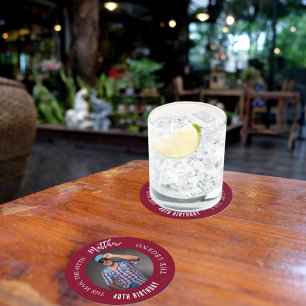 Man mythe legende foto bordeaux verjaardagsfeestje ronde kartonnen onderzetter