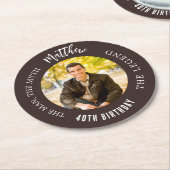 Man mythe legende foto bruin verjaardagsfeestje ronde kartonnen onderzetter (Gebogen)