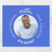 Man mythe legende foto koninklijk blauw verjaardag bier etiket (Enkel label)