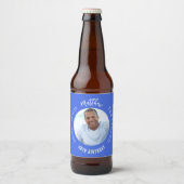 Man mythe legende foto koninklijk blauw verjaardag bier etiket (Voorkant)