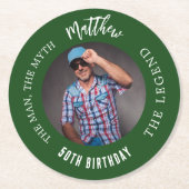 Man mythe legende foto smaragd groen verjaardagsfe ronde kartonnen onderzetter (Voorkant)