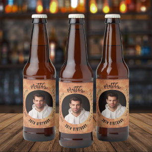 Man mythe legende foto terracotta verjaardagsfeest bier etiket