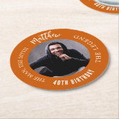 Man mythe legende foto verbrand sinaasappel verjaa ronde kartonnen onderzetter (Gebogen)