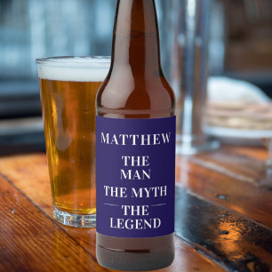 Man mythe legende foto verjaardagsfeest blauw bier etiket
