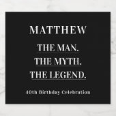 Man mythe legende foto verjaardagsfeestje bier etiket (Enkel label)