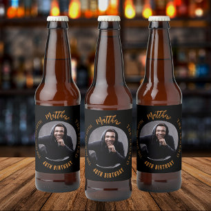 Man mythe legende foto zwart goud verjaardagsfeest bier etiket